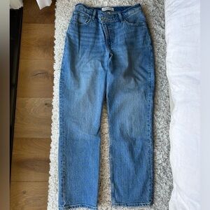 90's Straight Ultra High Rise Curve Love Blue Jeans